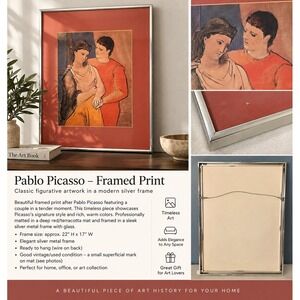 Vtg Pablo Picasso Framed Print The Lovers Figurative Art Silver Frame MCM 24x18